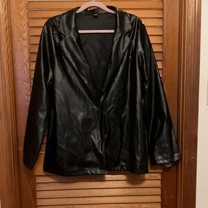 SHEIN Black Faux Leather Blazer